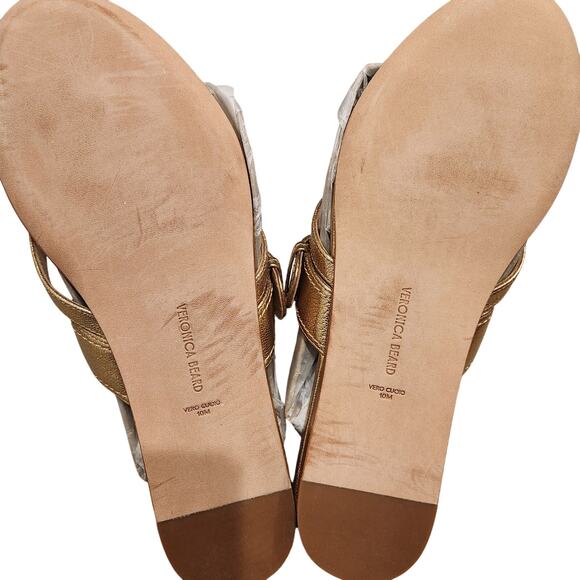 Veronica Beard Salva slide gold leather sandals size 10 - Picture 6 of 6